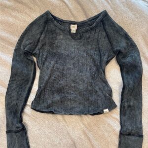 BDG Charcoal Ribbed Knit Top